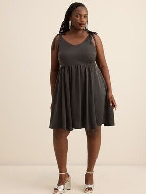 🆕 Satin Fit and Flare Sleeveless Dress - Addition Elle Size X